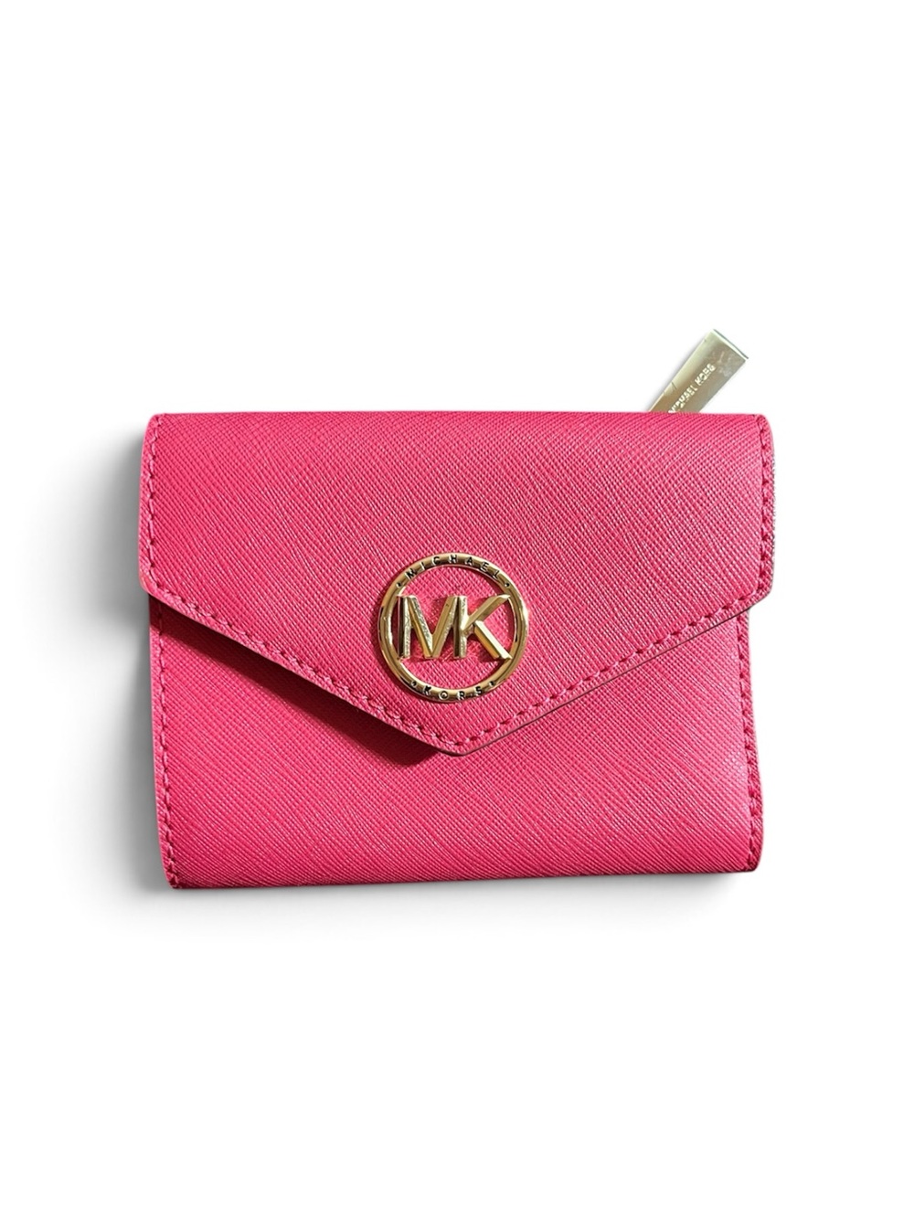 Michael Kors Hot Pink Saffiano Leather Compact Trifold Wallet